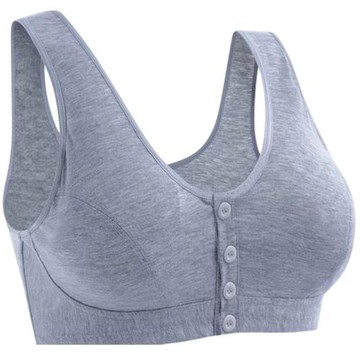 中老年媽媽內衣文胸棉質胸罩聚攏背心式無鋼圈大碼前扣夏季薄款女