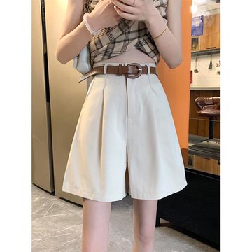 夏季薄款西裝短褲女小個子2022年新款高腰顯瘦休閑闊腿五分褲中褲