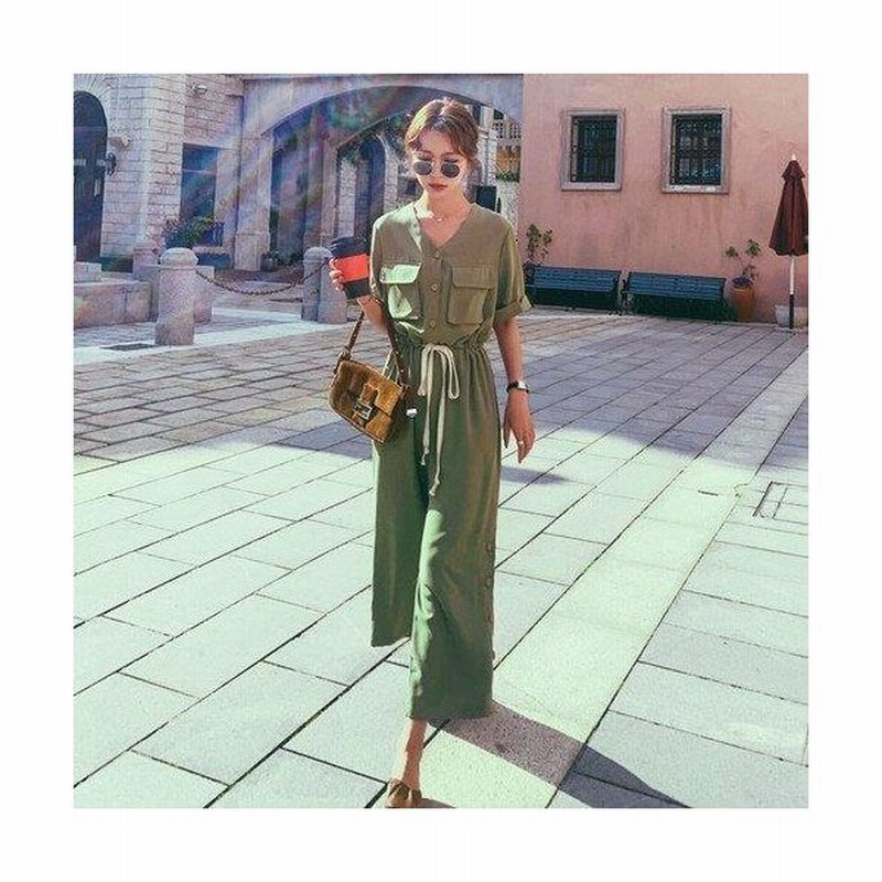 サロペット40代コーデオールインワンレディース夏ファッション夏服夏物秋春春物春服装サロペットパンツ半袖vネックサイドボタン 通販 Lineポイント最大0 5 Get Lineショッピング