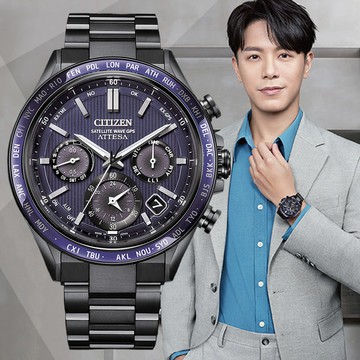 CITIZEN 星辰 GENTS 韋禮安配戴 紺星款 光動能GPS衛星對時鈦金屬 計時腕錶 CC4059-64L