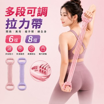 【茶米樂】拉力帶 彈力帶 6檔8檔可調阻力帶 開肩美背 健身拉力器 居家健身 肩背訓練 手臂訓練 瑜珈伸展 拉筋器