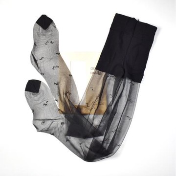 包郵意大利歐美古董超薄提花紋彈性平紋玻璃絲純尼龍絲連褲襪黑色