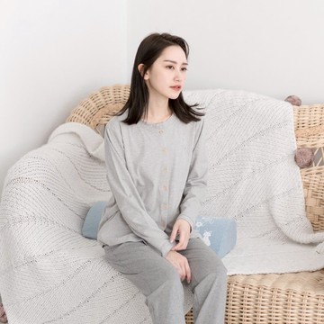 MIT有機棉不對稱衣襬居家服-灰