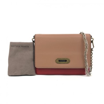 bottega veneta紅色撞色拼接羊皮翻蓋鍊條包