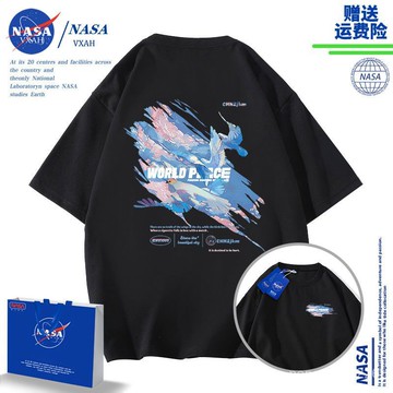 【優選精品】NASA聯名藍粉鳳凰塗鴉新款T恤百搭男女潮牌正品韓版情侶裝INS短袖ins日韓風 V1H3