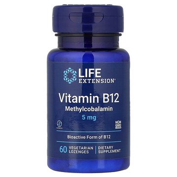 Life Extension, 維生素 B12，甲鈷胺，5 毫克，60 素食錠劑