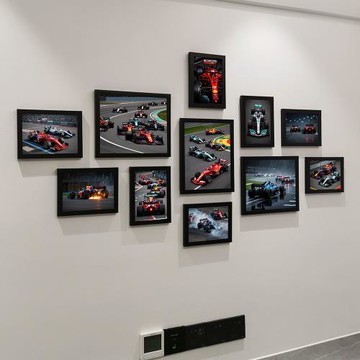 新款 F1一級方程式賽車海報車迷禮品掛墻相框組合照片墻裝飾背景