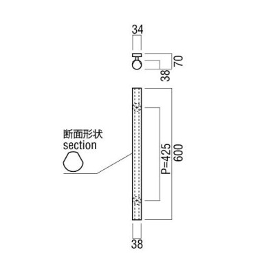 ユニオンドアハンドル 押し棒タイプ 品番：G300-53-069 (直送品、扉厚