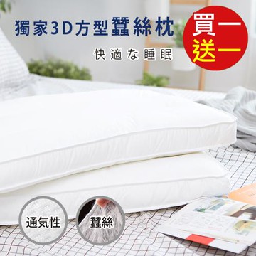 BELLE VIE 獨家3D立體方型蠶絲舒眠枕 (買一送一)