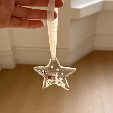 🌞包包優選寶藏品🌟🌟小衆透明五角星亞克力掛件絲帶款包包掛墜冬日星星氛圍感裝飾掛飾🌞