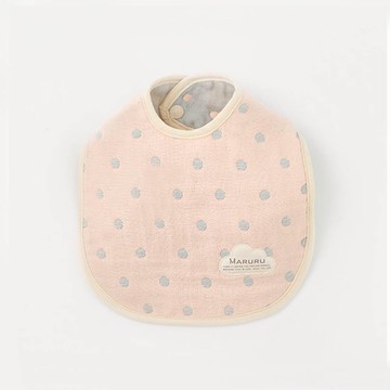 六層紗口水圍兜 粉粉灰 【寶寶圍兜/吃飯圍兜/嬰兒圍兜兜】