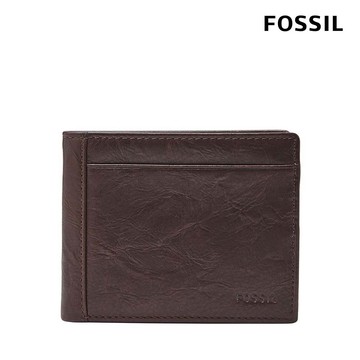 【FOSSIL 官方旗艦館】Neel 真皮兩折翻轉證件格皮夾-咖啡色 ML3899200 (禮盒組附鐵盒)