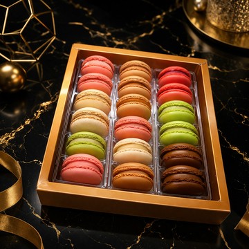 🚚快速出貨🚚 【2026馬上好運來財!】【甜盒子Pâtisserie S.】馬卡龍 18入禮盒-豹紋玫瑰金禮盒+禮袋