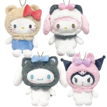 小禮堂 Sanrio 三麗鷗 絨毛玩偶零錢包吊飾 (動物頭套系列) Kitty 美樂蒂 酷洛米 大耳狗