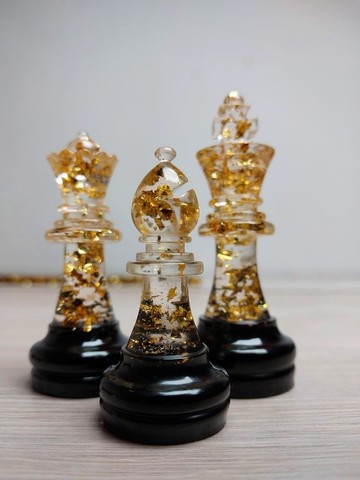 客製化樹脂西洋棋套裝附棋盤 |特大號尺寸 2.75 英吋（7 公分）|環氧樹脂