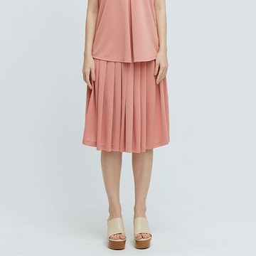 COZEE-細緻簡約打摺中長裙(女) - 荒漠粉沙