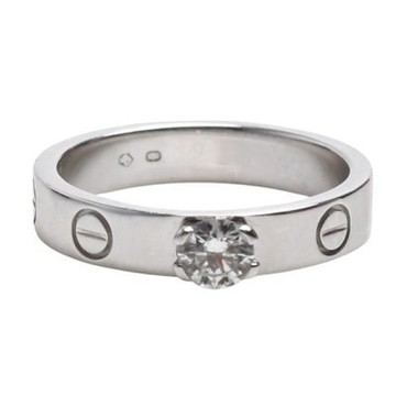 Cartier 卡地亞 經典LOVE RING系列18K白K鑲鑽婚戒