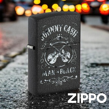 [隔日到貨] ZIPPO 經典素面防風打火機 強尼·凱許 黑裂漆 48989 黃銅 美國製 煤油打火機