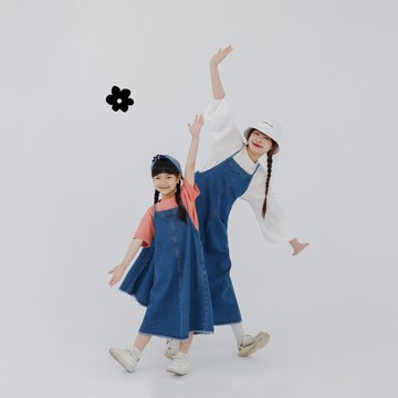 女裝 抽鬚綁帶牛仔吊帶洋裝