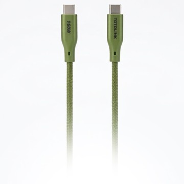 TOTOLINK USB-C to USB-C 強韌快充傳輸編織線 60W  1m  雨林綠  1條