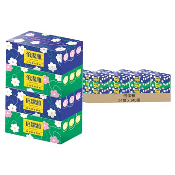倍潔雅 絲潤護鼻盒裝面紙140抽 24盒 親膚柔軟  1入