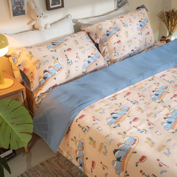 天絲床組富士山列車 Hug Hug Go! 6X7尺兩用被乙件(60支) 100%天絲 棉床本舖