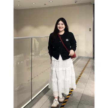 鹵鹵家大碼胖妹妹秋季新款小眾長袖開衫上衣設計感針織衫毛衣外套