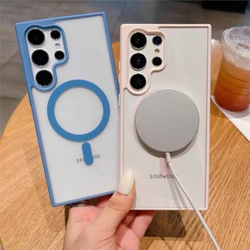適用于三星s25ultra手機殼新款磁吸無線充s24ultra全包防摔s23透明保護殼s22plus簡約高級感時尚男女超薄23FE