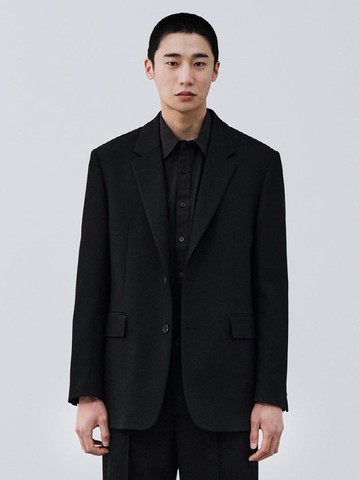 Bold Twill Oversized Blazer_Black