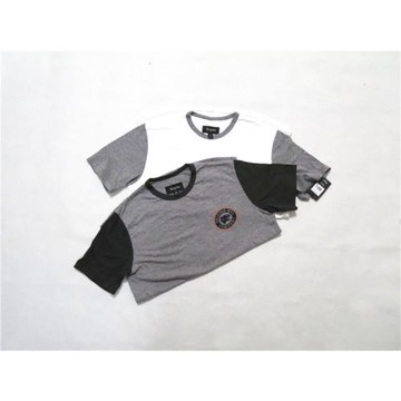 美式加州街潮牌復古拼色圓領素款T恤夏季男士滑板運動街舞打底tee