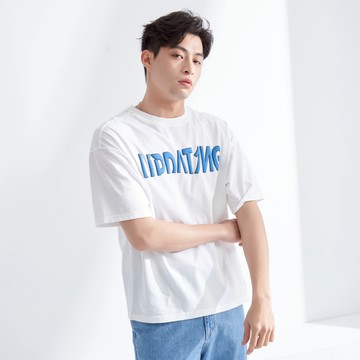 【ERSS】男裝 短袖 男生 t恤 短袖上衣 波浪 飄飄 文字 印花 白色【K70331】