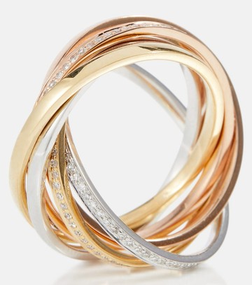 Shay Jewelry Rolling Orbit 18kt yellow, rose and white gold ring with diamonds