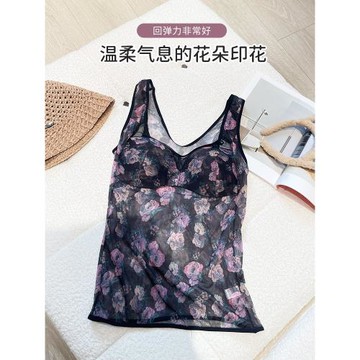 新款大碼胖MM內衣薄款罩杯無鋼圈女士長款打底背心免穿文胸網紗柔