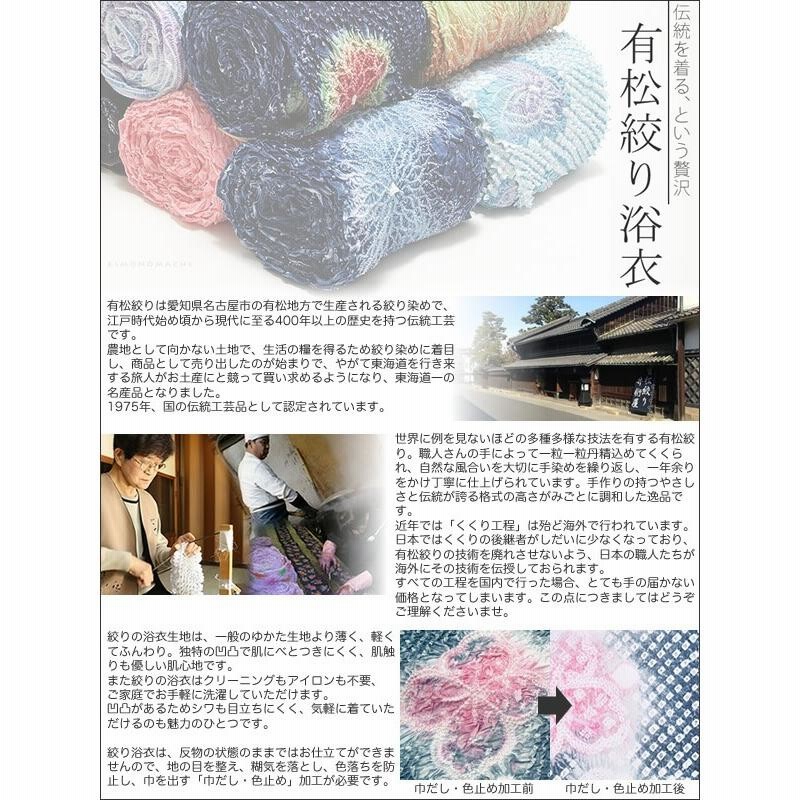 浴衣地【絞り反物】一反　湯のし前　藍染　七宝文様 浴衣 有松絞り つゆくさの有松鳴海絞り浴衣：つゆくさ公式通販サイト