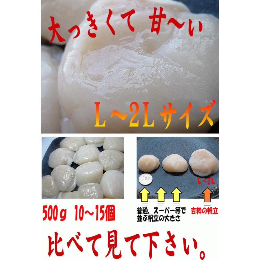 特大ジャンボサイズ 超肉厚 ほたて貝柱 刺身用 500g (大玉L〜2Lサイズ 10〜15個) 北海道産帆立 超肉厚ジューシーホタテ