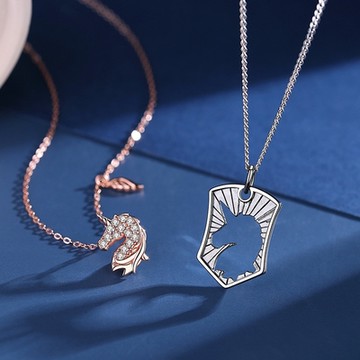 [米蘭精品] 925純銀項鍊情侶對鍊-獨角獸滿鑲鋯石拼接聖誕節情人節生日交換禮物2色74cj35