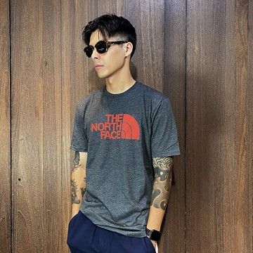 美國百分百【全新真品】The North Face 短袖 棉質 T恤 TNF 上衣 LOGO 短T 鐵灰紅 E841