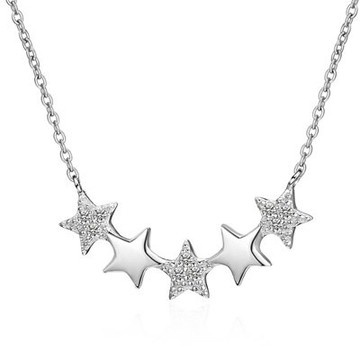 925純銀項鍊鑲鑽吊墜-時尚經典五角星星女飾品73qi56【獨家進口】【米蘭精品】