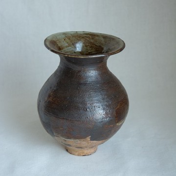 花器 陶器 黑 化妝土 灰釉