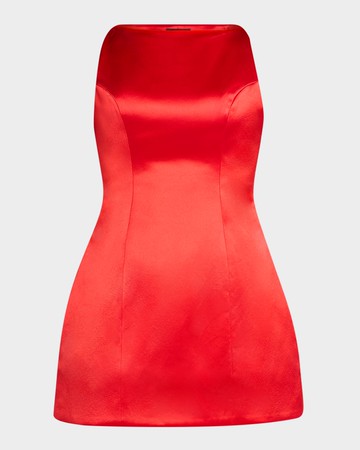 Livie High-Neck Satin Mini Dress