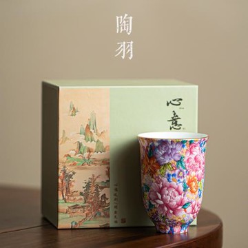 琺瑯彩萬花主人杯宮廷風家用品茗杯單杯個人功夫茶杯喝茶杯聞香杯