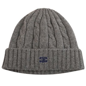 CELINE TRIOMPHE 經典LOGO喀什米爾羊毛保暖針織毛帽(深灰)