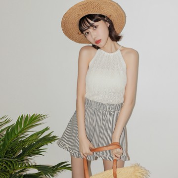 韓妞緹花綁帶背心-白【KT223222】-4色