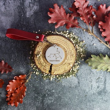 【OPUS東齊金工】當貓咪變身射手座-不鏽鋼鑰匙圈吊飾/植鞣皮