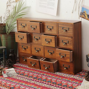 限時下殺 免運/可開票 實木復古桌面小抽屜式小型柜子木制迷你收納柜置物柜收納盒