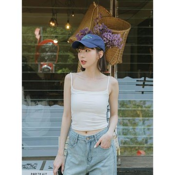 QUEENSHOP 2025春夏新品女裝后鏤空交叉肩帶附Bra背心01041919