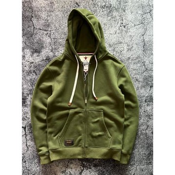 秋冬加絨加厚重磅690g美式復古純色開衫連帽拉鏈帽衫休閑寬松衛衣