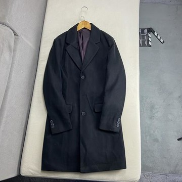 原 英倫風時尚男士春秋商務休閑中長款毛呢大衣外套黑色風衣西裝