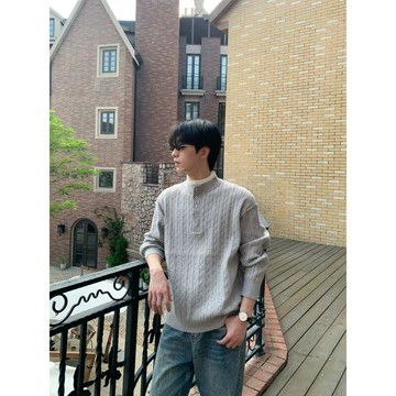 老錢風編織麻花亨利領針織polo衫毛衣男款秋季假兩件圓領休閑上衣鑫弘-衣錦男裝