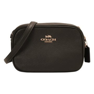 COACH   JAMIE 荔枝紋皮革斜背相機包(黑)mini